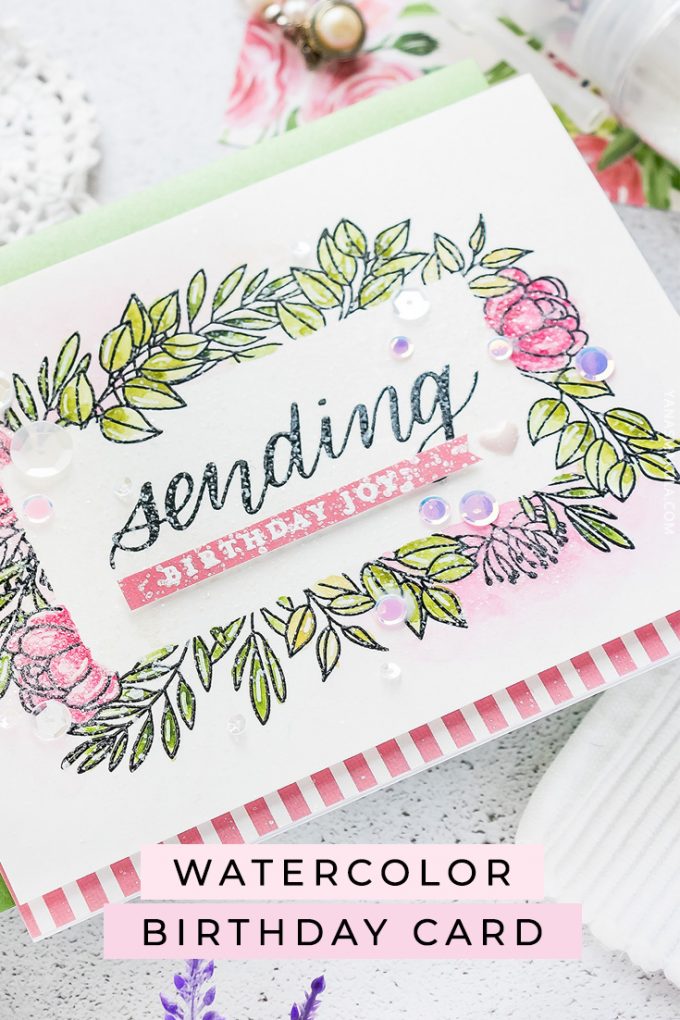 Simon Says Stamp June 2019 Card Kit - Sending Birthday Joy Handmade Greeting Card by Yana Smakula #sssck #cardmaking #simonsaysstamp