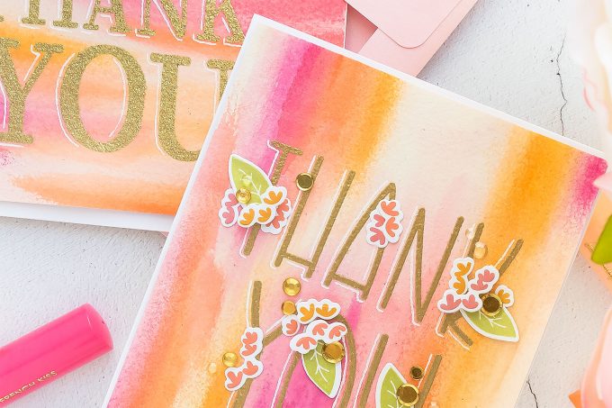 Simon Says Stamp | Abstract Watercolor Backgrounds with ColorSticks - Thank You Card. How to use ColorSticks to create colorful watercolor background for handmade cards