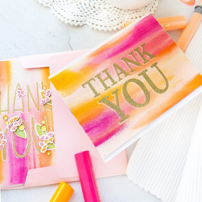 Simon Says Stamp | Abstract Watercolor Backgrounds with ColorSticks - Thank You Card. How to use ColorSticks to create colorful watercolor background for handmade cards