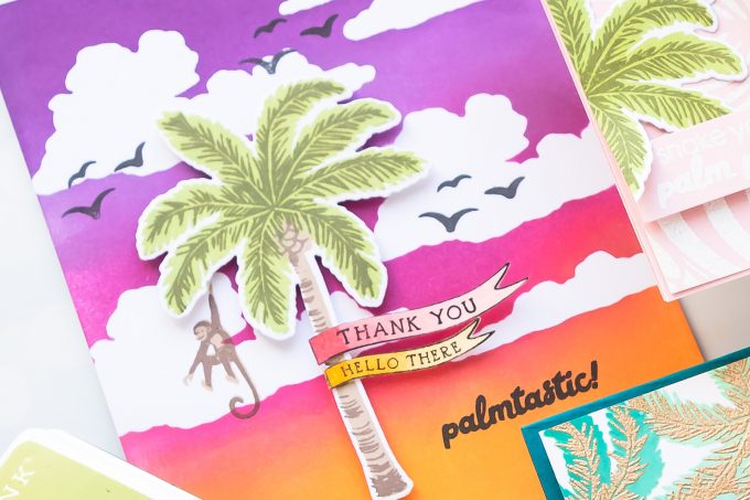 Hero Arts | Color Layering Palm Trees 3 Ways. Video tutorial by Yana Smakula #cardmaking #heroarts #greetingcard