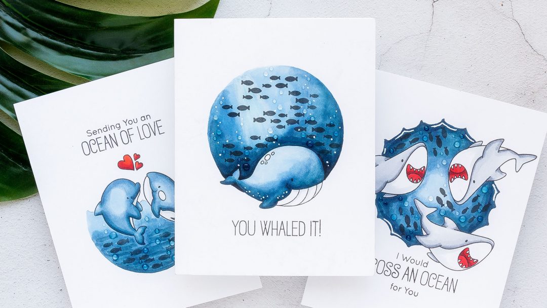 My Favorite Things | One Layer Underwater Scene Cards with Nothing but Markers (and critter stamps, too). Video tutorial featuring Friends with Fins Stamp Set. #cardmaking #stamping #summercards