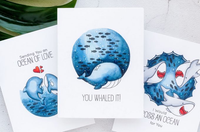 My Favorite Things | One Layer Underwater Scene Cards with Nothing but Markers (and critter stamps, too). Video tutorial featuring Friends with Fins Stamp Set. #cardmaking #stamping #summercards