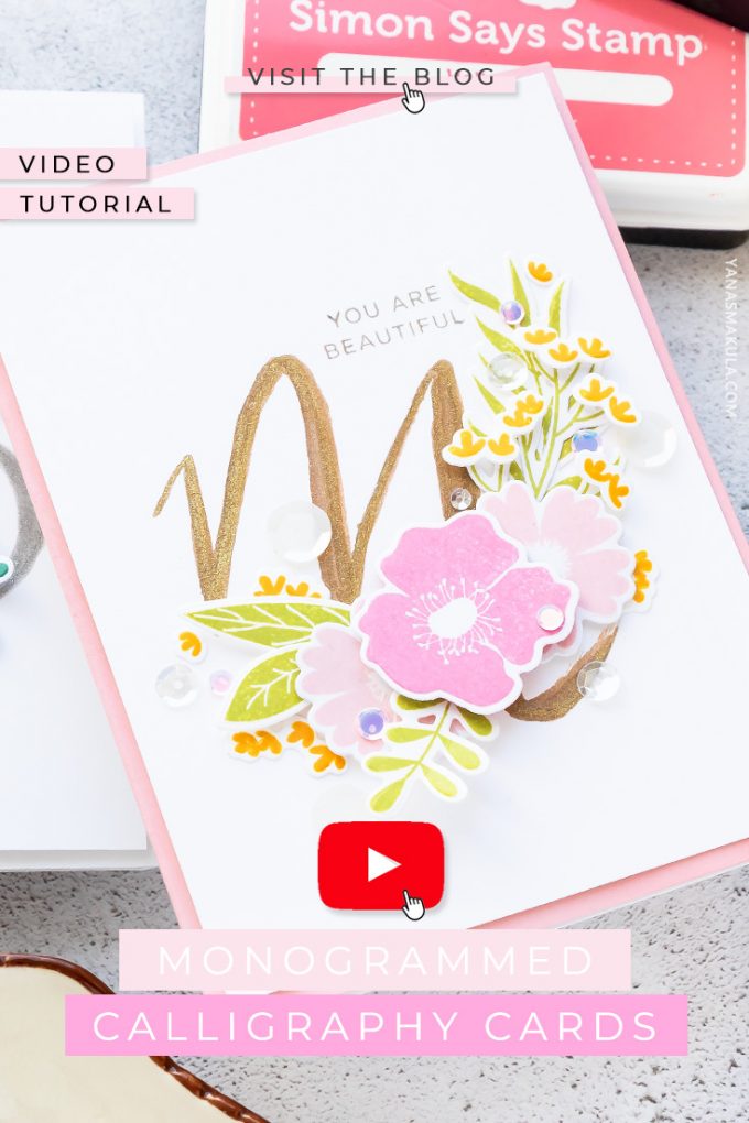 Simon Says Stamp | Beginner Calligraphy - Monogrammed Cards How To using a Jane Davenport Silver and gold Brush pens. Video tutorial.