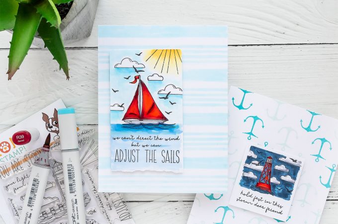 Simon Says Stamp | More Nautical Encouragement Cards - We cannot direct the wind but we can adjust the sails