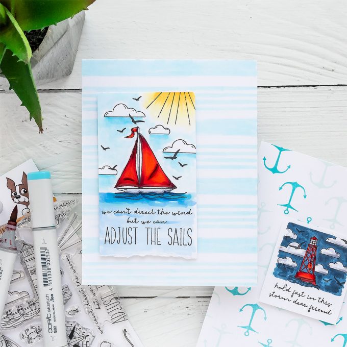 Simon Says Stamp | More Nautical Encouragement Cards - We cannot direct the wind but we can adjust the sails