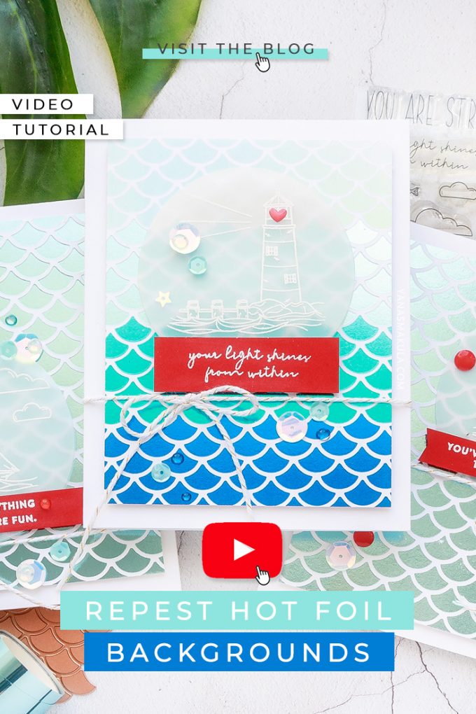 Simon Says Stamp | Hot Foil Backgrounds Made Easy - Repeat Foiled Backgrounds with Glimmer Plates. Watch this video tutorial for how-to featuring Jane Davenport Mermaids Forever Glimmer plate and Simon Says Stamp Your Light Stamp Set #cardmaking #simonsaysstamp #glimmerhotfoilsysstem