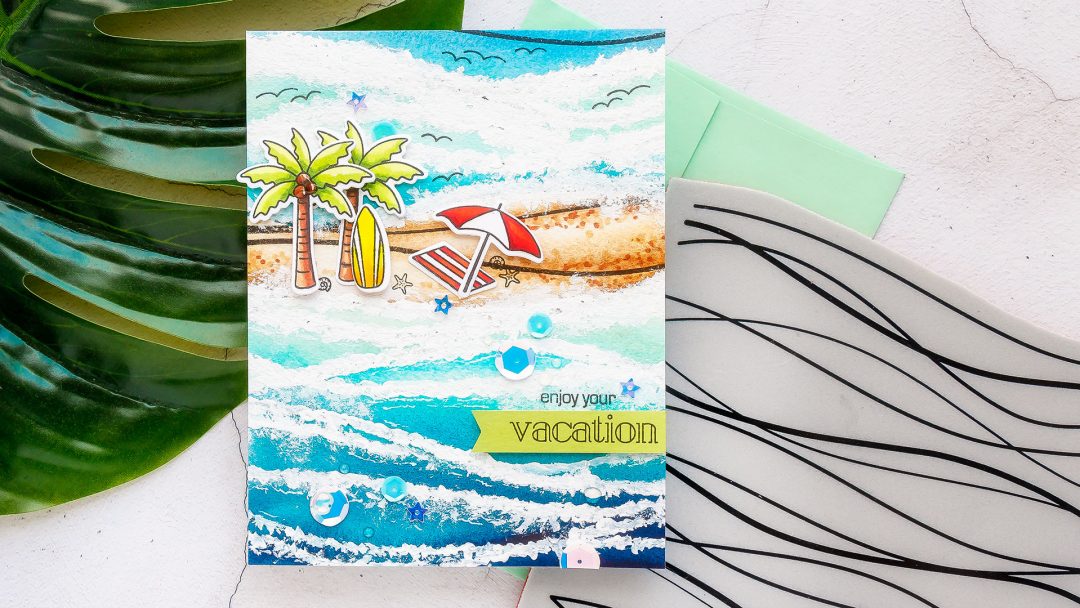 Simon Says Stamp | Simple Watercolor Waves With Background Stamping