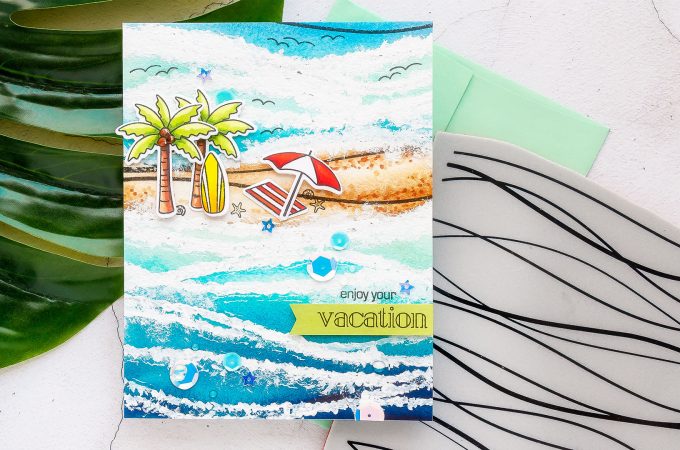 Simon Says Stamp | Simple Watercolor Waves With Background Stamping