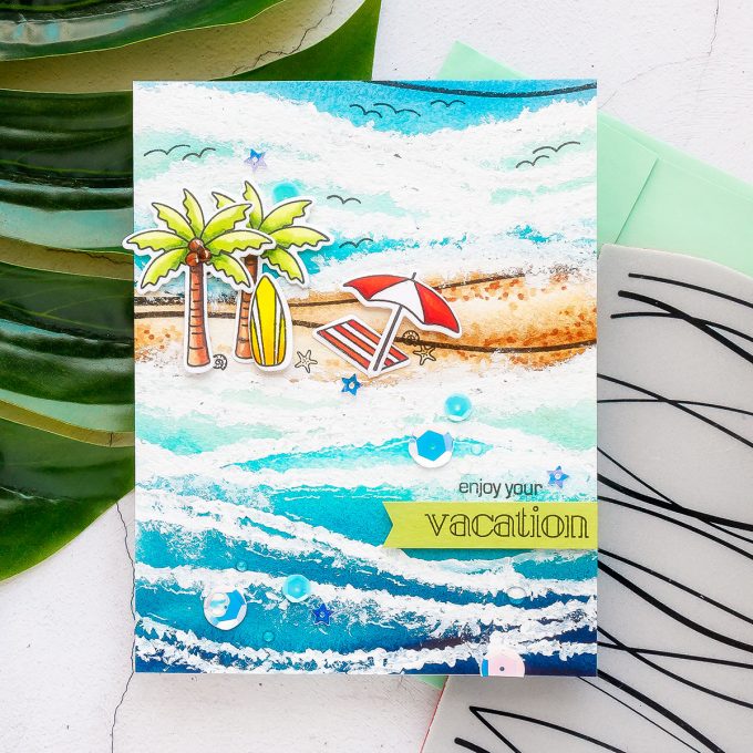 Simon Says Stamp | Simple Watercolor Waves With Background Stamping