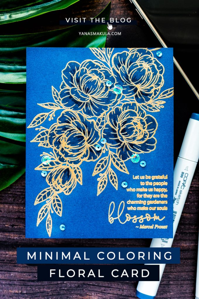 Gina K. Designs & Hero Arts | Easy One Layer Floral Card with Minimal Coloring