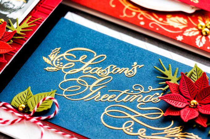 Spellbinders | Glimmer Hot Foil Holiday Cards How To. Video tutorial by Yana Smakula #hotfoilstamping #christmascard #photocards