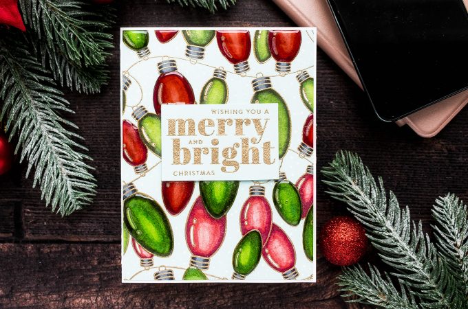 Simon Says Stamp | Christmas Bulbs Card. Cheer & Joy Release. Handmade Greeting Card by Yana Smakula featuring SSS102042 Outline Christmas Bulbs and SSS202037 Holiday Greetings Mix 1 stamps