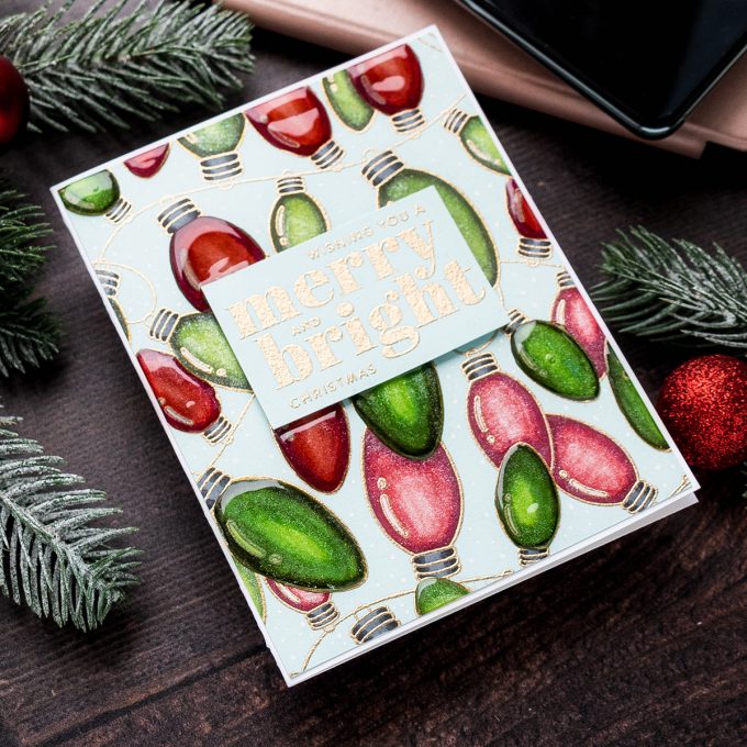 Simon Says Stamp | Christmas Bulbs Card. Cheer & Joy Release. Handmade Greeting Card by Yana Smakula featuring SSS102042 Outline Christmas Bulbs and SSS202037 Holiday Greetings Mix 1 stamps