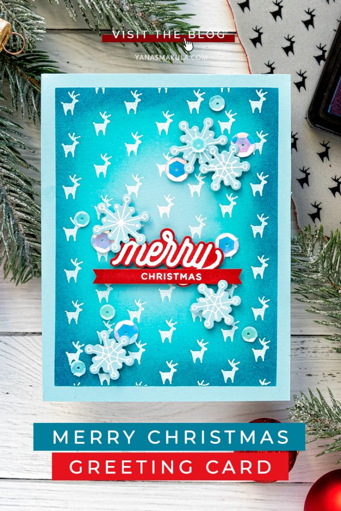 Simon Says Stamp | Teal & Red Christmas Card featuring REINDEER BACKGROUND cz44 and ORNAMENTAL CZ26 #simonsaysstamp #cardmaking #christmascard