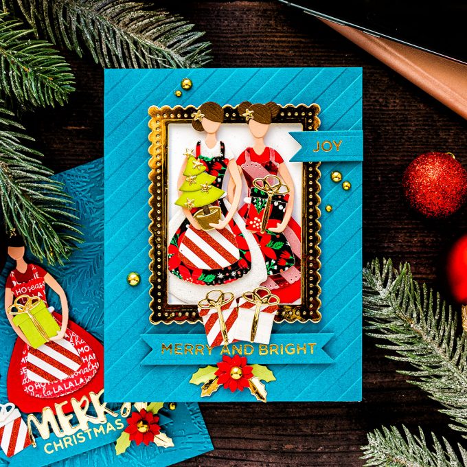 Spellbinders | Die Cut Christmas Cards with October Small Die of the Month - Home For The Holidays. Video tutorial by Yana Smakula #cardmaking #SpellbindersClubKits #Christmascard