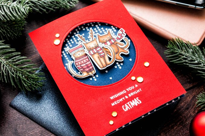 Simon Says Stamp | Meowy & Bright Catmas card by Yana Smakula #simonsaysstamp #catmas #stamping