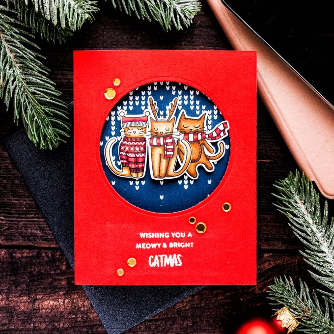 Simon Says Stamp | Meowy & Bright Catmas card by Yana Smakula #simonsaysstamp #catmas #stamping