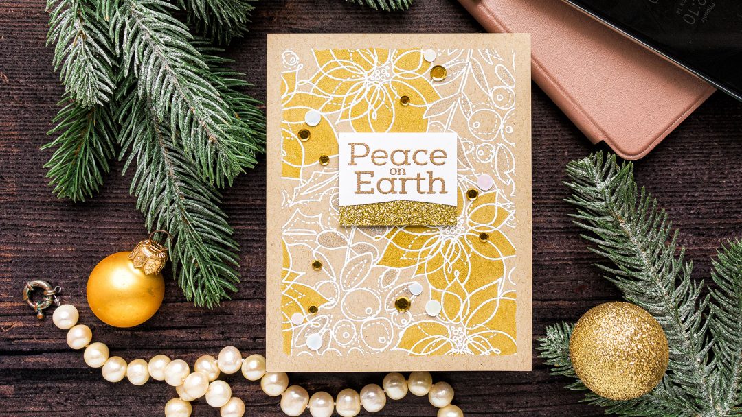 Simon Says Stamp | Peace On Earth Shimmer Christmas Card featuring WINTER FLORAL MIX BACKGROUND sss102023