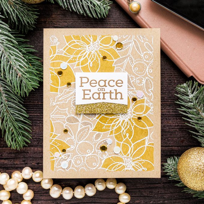 Simon Says Stamp | Peace On Earth Shimmer Christmas Card featuring WINTER FLORAL MIX BACKGROUND sss102023
