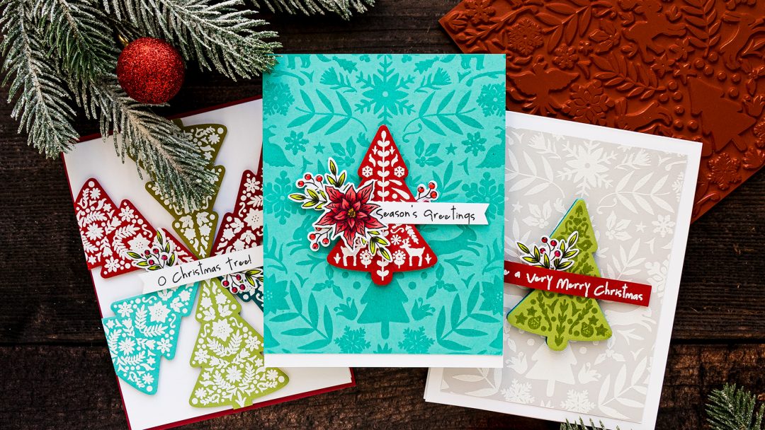 Color Layering Nordic Tree Cards by Yana Smakula for Hero Arts. Handmade Christmas Card #heroarts #christmascard #colorlayering