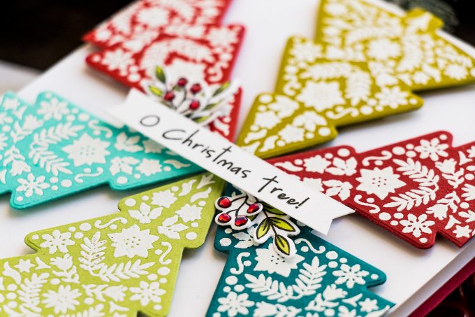 Color Layering Nordic Tree Cards by Yana Smakula for Hero Arts. Handmade Christmas Card #heroarts #christmascard #colorlayering