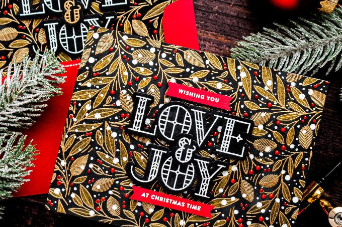 Simon Says Stamp | Love & Joy Modern Christmas Cards. Video tutorial by Yana Smakula featuring LEAVES AND BERRIES BACKGROUND sss102039 #simonsaysstamp #christmascard #stamping