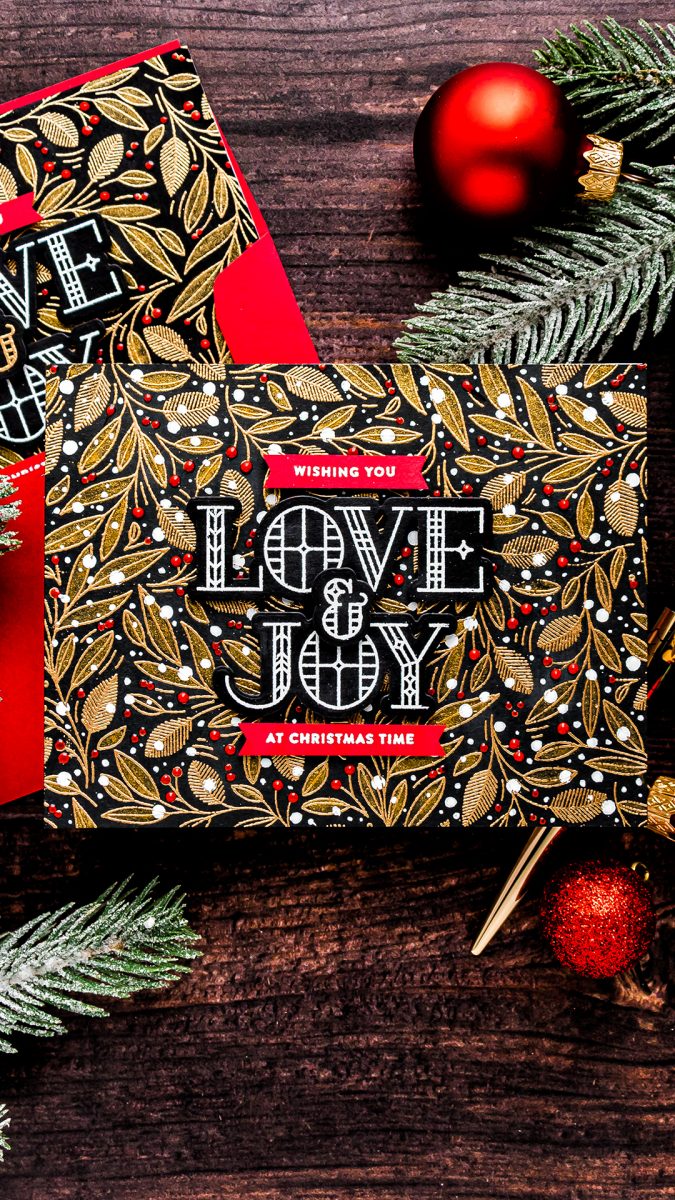 Simon Says Stamp | Love & Joy Modern Christmas Cards. Video tutorial by Yana Smakula featuring LEAVES AND BERRIES BACKGROUND sss102039 #simonsaysstamp #christmascard #stamping