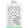 Pretty Pink Posh Large Floral Hearts Clear Stamps