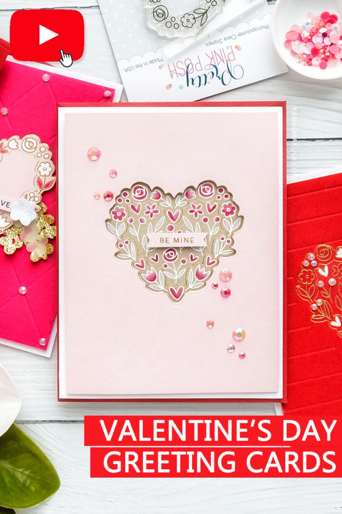 Pretty Pink Posh | Valentine's Day Cards featuring Hot Foiling with Coordinating Dies. Video tutorial by Yana Smakula #prettypinkpost #hotfoil #cardmaking