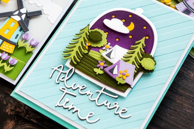 Spellbinders | Scenic Snapshot Cards by Yana Smakula featuring S4-1014 Santas Workshop Dies, S3-379 Adventure Time Snapshots Dies, S4-1020 Harvestime Snapshots, S4-1017 Springtime Snapshots #spellbinders #diecutting #cardmaking #NeverStopMaking