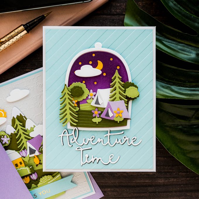 Spellbinders | Scenic Snapshot Cards by Yana Smakula featuring S4-1014 Santas Workshop Dies, S3-379 Adventure Time Snapshots Dies, S4-1020 Harvestime Snapshots, S4-1017 Springtime Snapshots #spellbinders #diecutting #cardmaking #NeverStopMaking