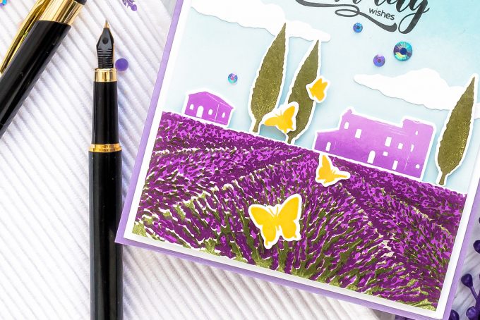 Hero Arts | Heroscapes - Lavender Field Cards. Video tutorial by Yana Smakula #heroarts #cardmaking #stamping 