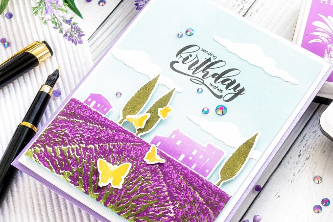 Hero Arts | Heroscapes - Lavender Field Cards. Video tutorial by Yana Smakula #heroarts #cardmaking #stamping 