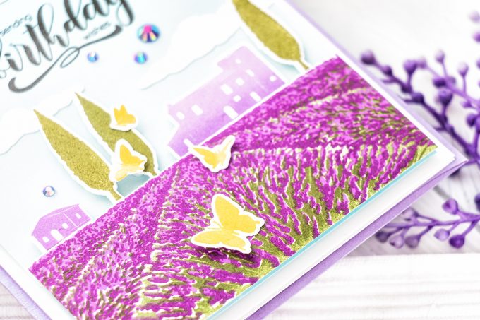 Hero Arts | Heroscapes - Lavender Field Cards. Video tutorial by Yana Smakula #heroarts #cardmaking #stamping 