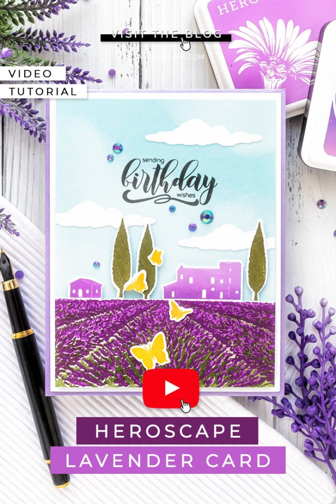 Hero Arts | Heroscapes - Lavender Field Cards. Video tutorial by Yana Smakula #heroarts #cardmaking #stamping 