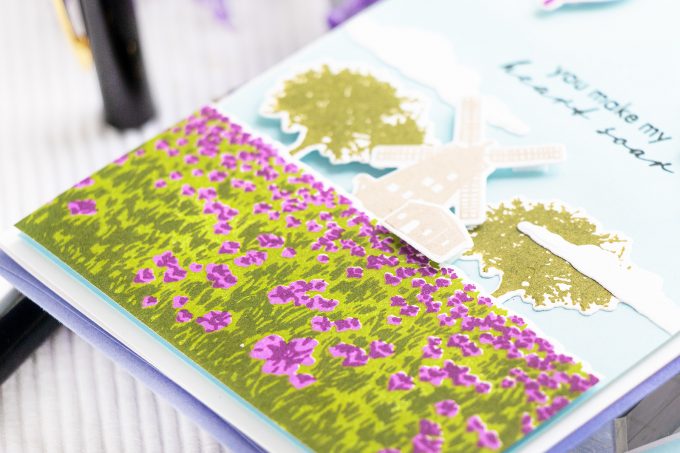 Hero Arts | Color Layering HeroScrapes Tulip Field Cards. Video tutorial by Yana Smakula #cardmaking #heroarts #heroscrapes #colorlayering