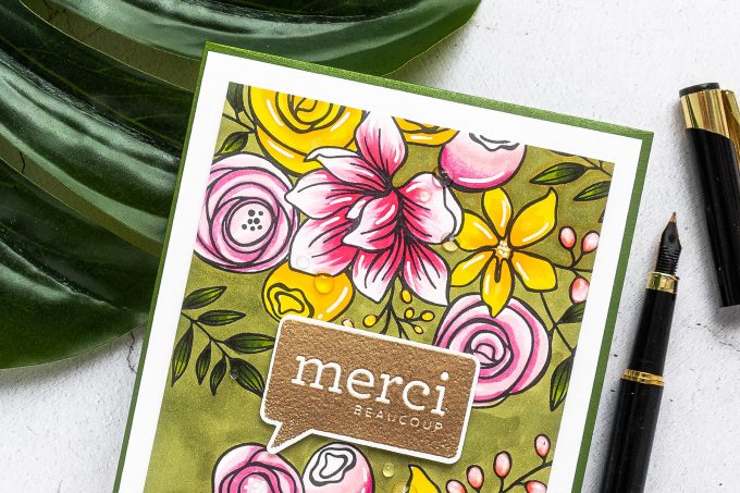 Simon Says Stamp | French Thank You Card by Yana Smakula featuring SKETCHED FLOWERS sss101830 and ALL THE THANKS cz40 #simonsaysstamp #cardmaking #stamping #thankyoucard