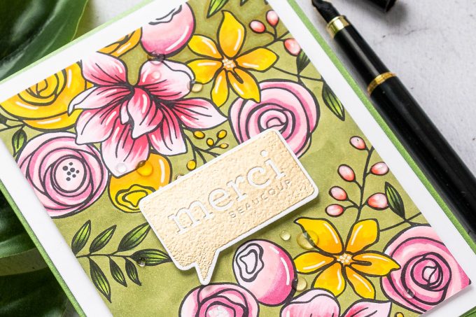 Simon Says Stamp | French Thank You Card by Yana Smakula featuring SKETCHED FLOWERS sss101830 and ALL THE THANKS cz40 #simonsaysstamp #cardmaking #stamping #thankyoucard