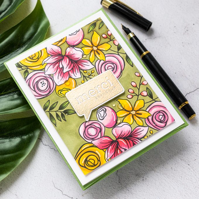 Simon Says Stamp | French Thank You Card by Yana Smakula featuring SKETCHED FLOWERS sss101830 and ALL THE THANKS cz40 #simonsaysstamp #cardmaking #stamping #thankyoucard