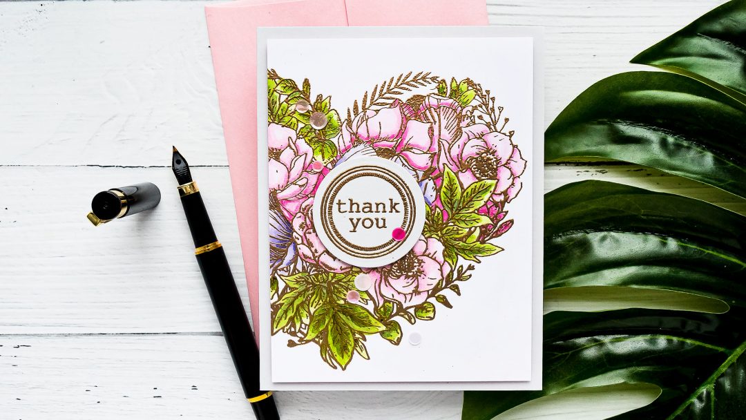 Simon Says Stamp | Thank You Greeting Card with Botanical Heart by Yana Smakula #simonsaysstamp #cardmaking #stamping