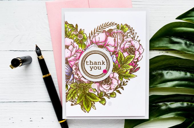 Simon Says Stamp | Thank You Greeting Card with Botanical Heart by Yana Smakula #simonsaysstamp #cardmaking #stamping