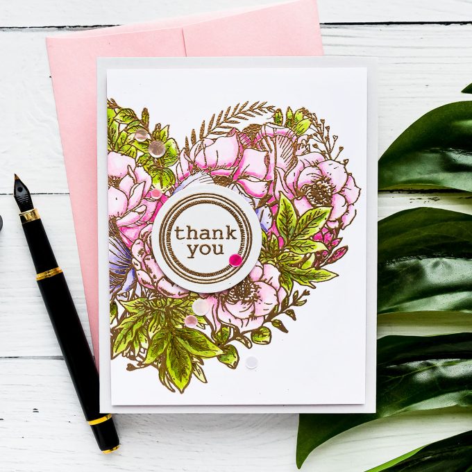 Simon Says Stamp | Thank You Greeting Card with Botanical Heart by Yana Smakula #simonsaysstamp #cardmaking #stamping