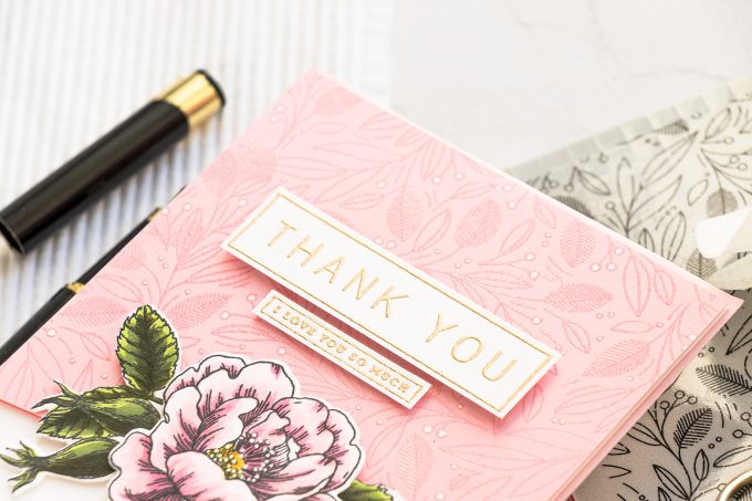 Simon Says Stamp | Floral Thank You Card by Yana Smakula featuring LEAVES AND BERRIES BACKGROUND sss102039, BEAUTIFUL FLOWERS sss101826 and GREETINGS MIX 1 sss201997 #simonsaysstamp #cardmaking #stamping #handmadecard