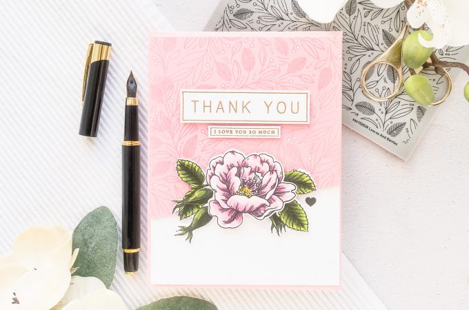 Simon Says Stamp | Floral Thank You Card by Yana Smakula featuring LEAVES AND BERRIES BACKGROUND sss102039, BEAUTIFUL FLOWERS sss101826 and GREETINGS MIX 1 sss201997 #simonsaysstamp #cardmaking #stamping #handmadecard