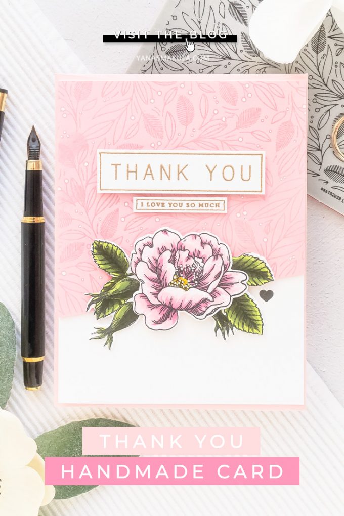 Simon Says Stamp | Floral Thank You Card by Yana Smakula featuring LEAVES AND BERRIES BACKGROUND sss102039, BEAUTIFUL FLOWERS sss101826 and GREETINGS MIX 1 sss201997 #simonsaysstamp #cardmaking #stamping #handmadecard