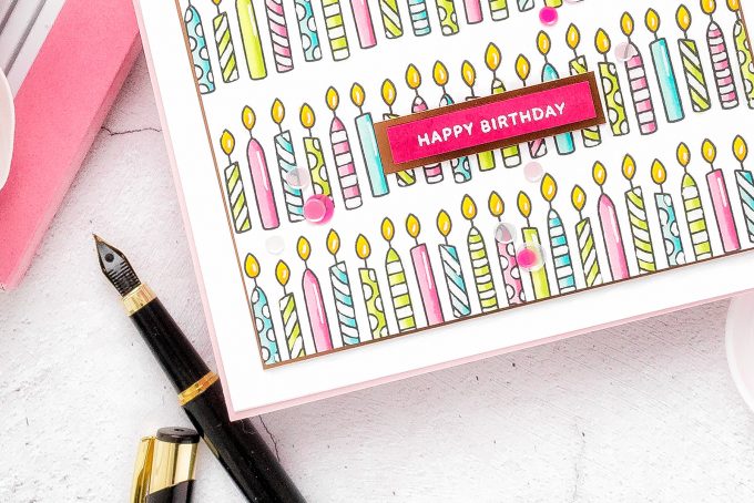 Pretty Pink Posh | Rows of Candles Birthday Card by Yana Smakula featuring Birthday Borders Stamp Set #prettypinkposh #birthdaycard #cardmaking