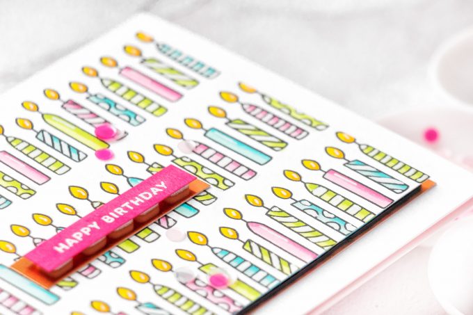 Pretty Pink Posh | Rows of Candles Birthday Card by Yana Smakula featuring Birthday Borders Stamp Set #prettypinkposh #birthdaycard #cardmaking