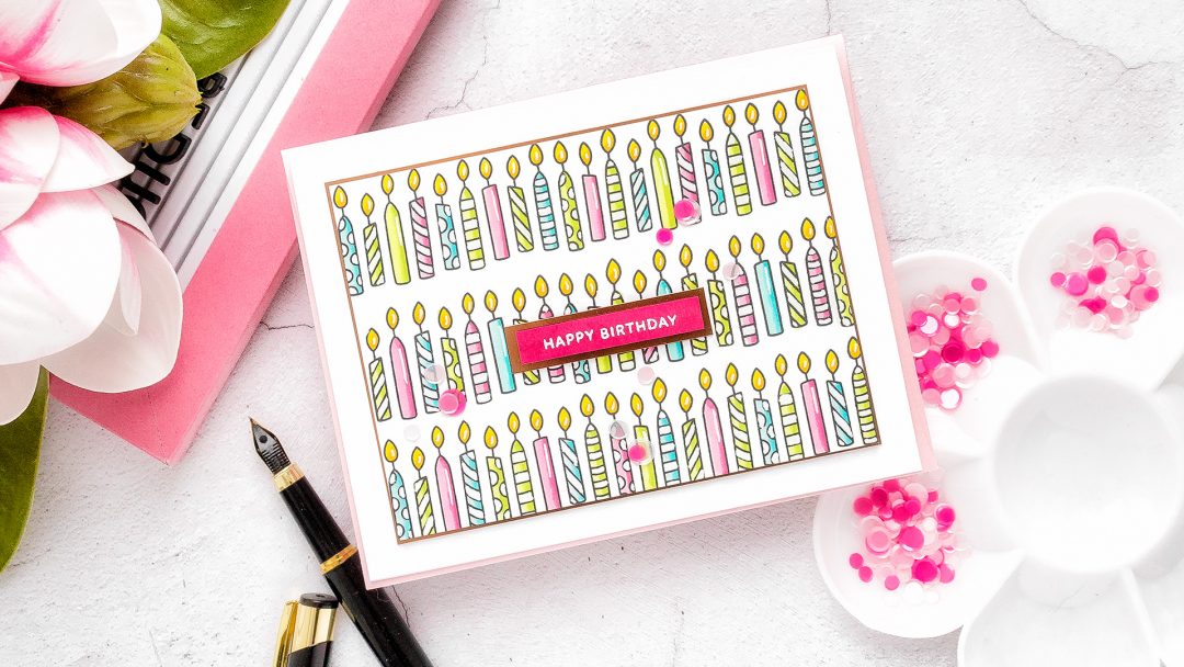 Pretty Pink Posh | Rows of Candles Birthday Card by Yana Smakula featuring Birthday Borders Stamp Set #prettypinkposh #birthdaycard #cardmaking