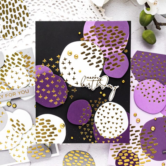 Spellbinders | Glimmer of the Month - Abstract Foiled Shapes Cards by Yana Smakula #cardmaking #hotfoil #glimmerhotfoilystem #spellbindersclubkits