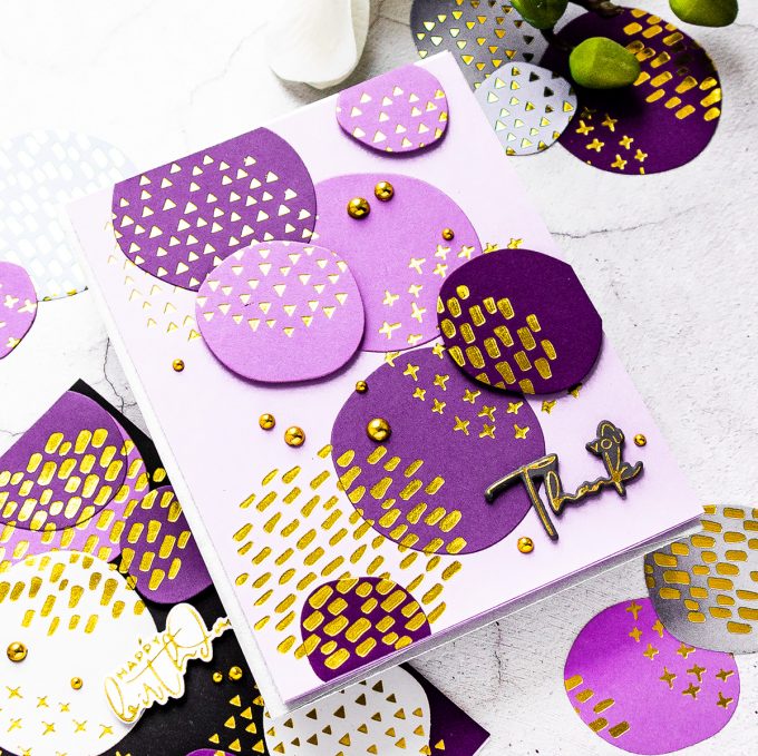 Spellbinders | Glimmer of the Month - Abstract Foiled Shapes Cards by Yana Smakula #cardmaking #hotfoil #glimmerhotfoilystem #spellbindersclubkits